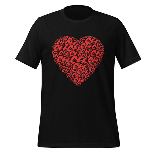 C++ Heart Word Cloud T - Shirt (unisex) - Black - AI Store