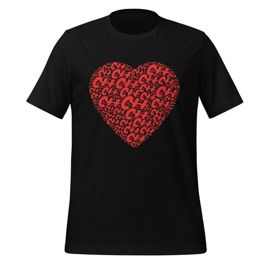 C++ Heart Word Cloud T-Shirt (unisex) - Black - AI Store