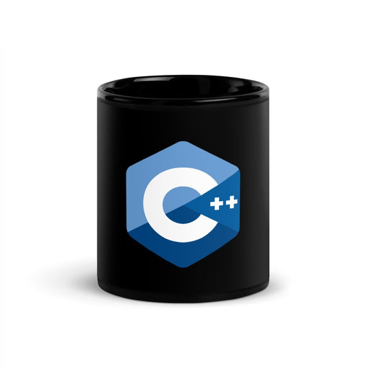 C++ Logo Black Glossy Mug - 11 oz - AI Store