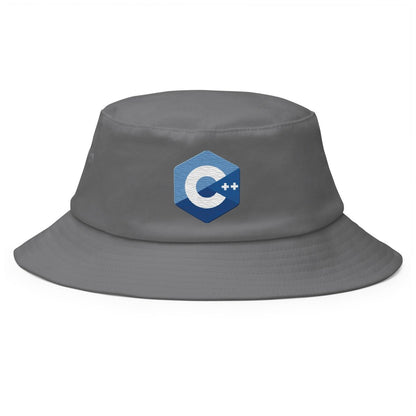 C++ Logo True - Color Embroidered Bucket Hat - Grey - AI Store