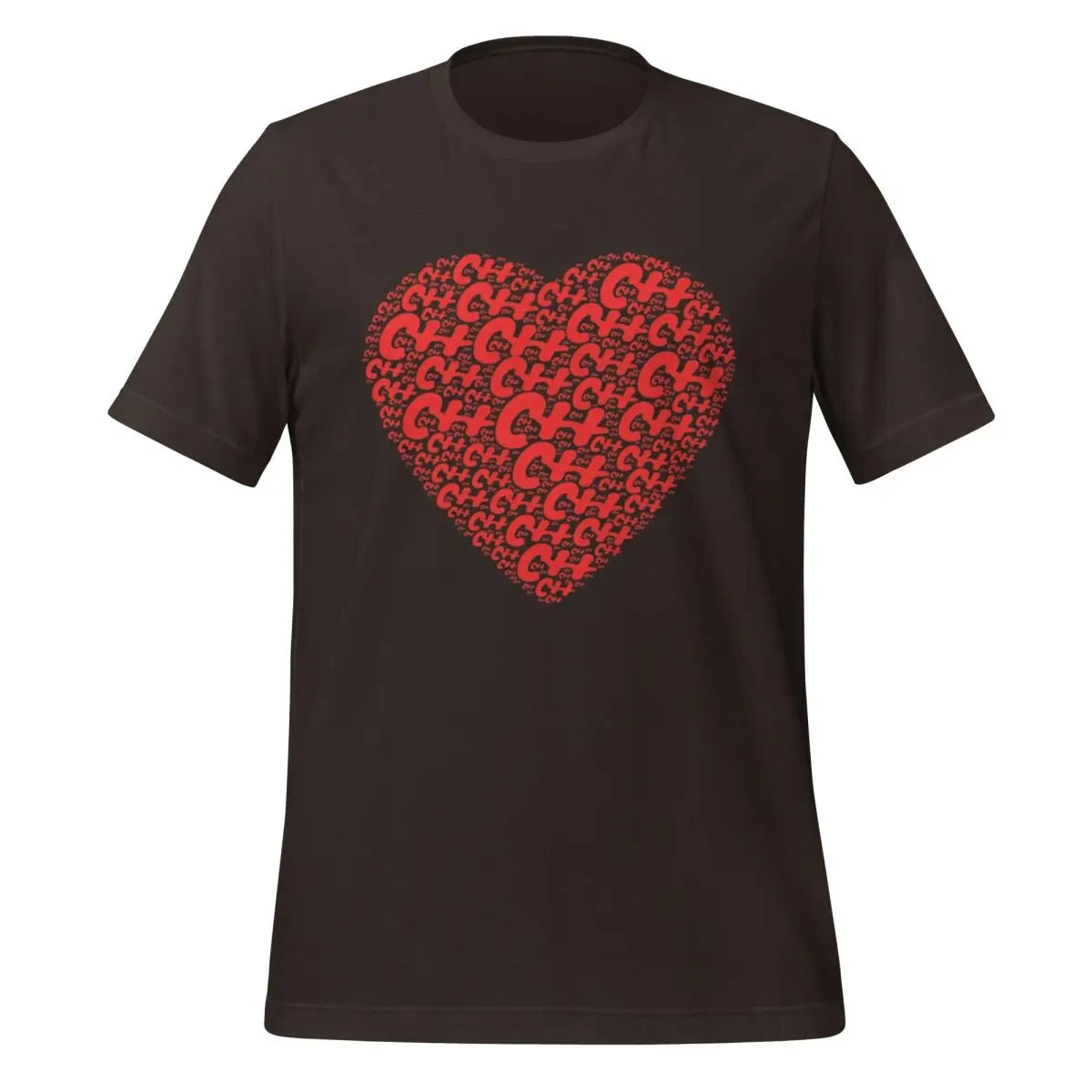 C + + Heart Word Cloud T-Shirt (unisex) - Brown / M