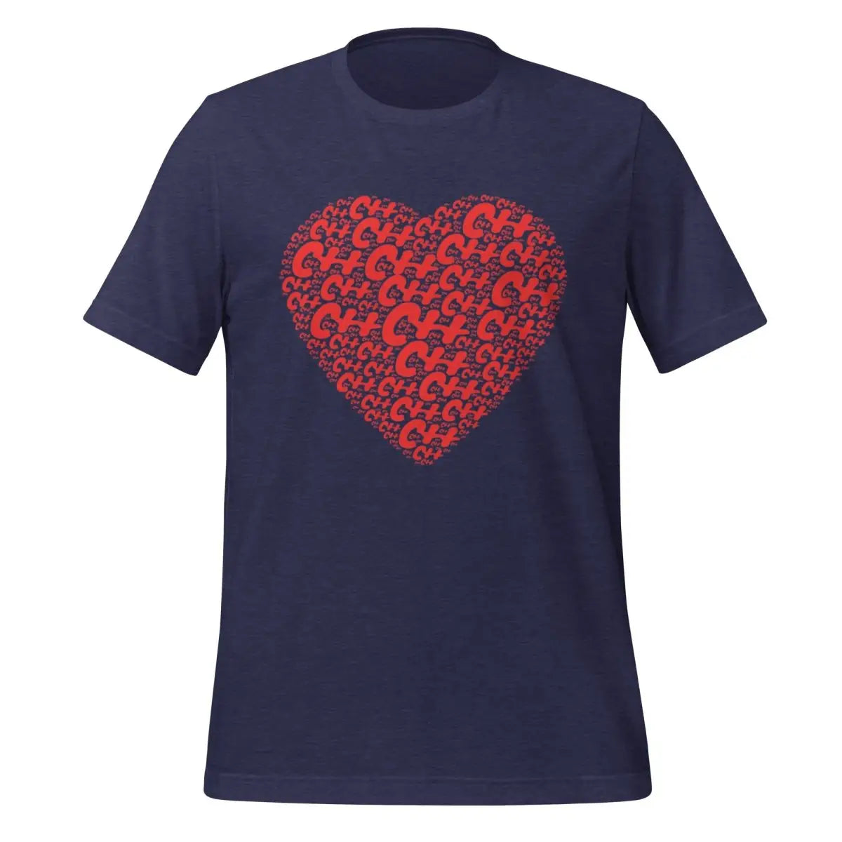 C + + Heart Word Cloud T-Shirt (unisex) - Heather Midnight Navy / M