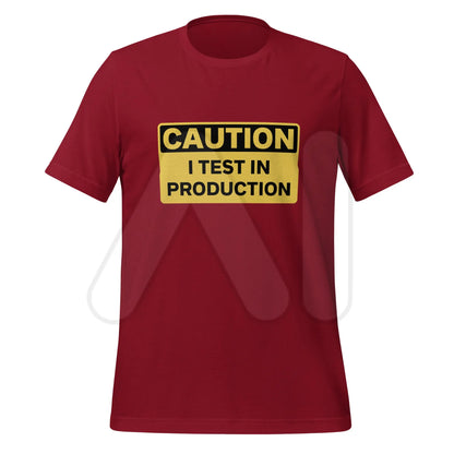 CAUTION I Test in Production T-Shirt (unisex) - Cardinal / M