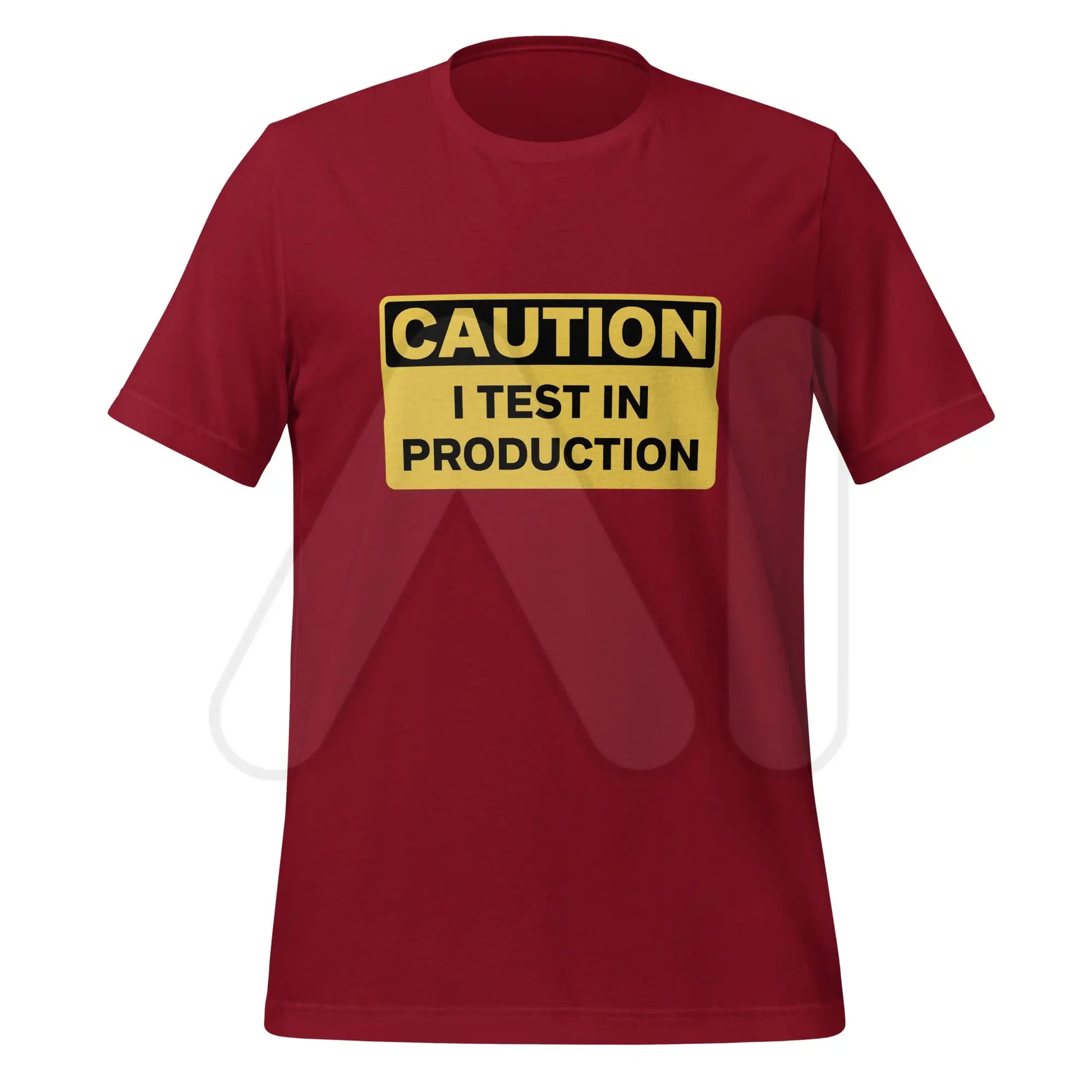 CAUTION I Test in Production T-Shirt (unisex) - Cardinal / M