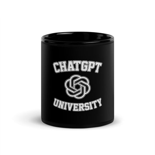 ChatGPT University Black Glossy Mug - 11 oz - AI Store