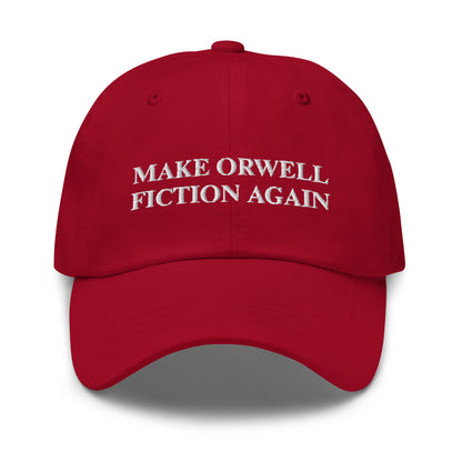 MAKE ORWELL FICTION AGAIN Embroidered Cap - Cranberry - AI Store