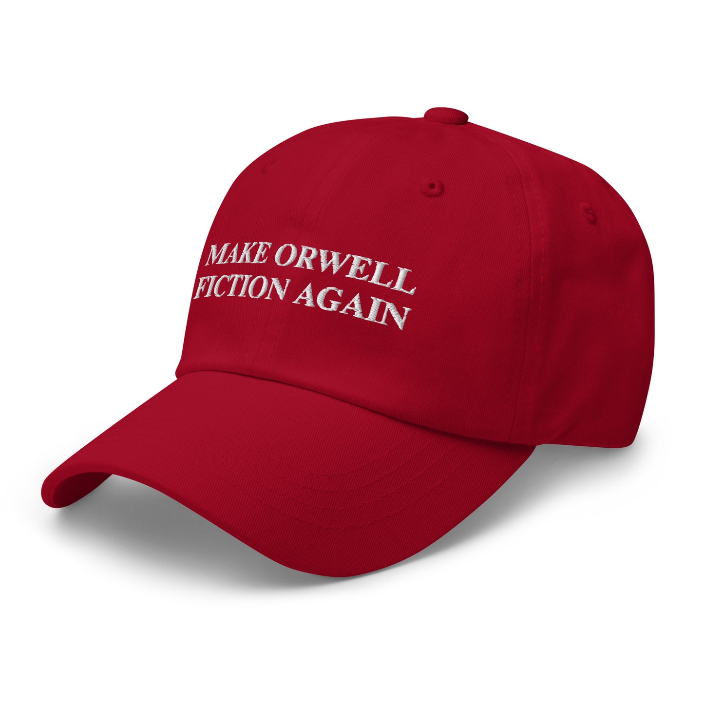 MAKE ORWELL FICTION AGAIN Embroidered Cap - Cranberry - AI Store