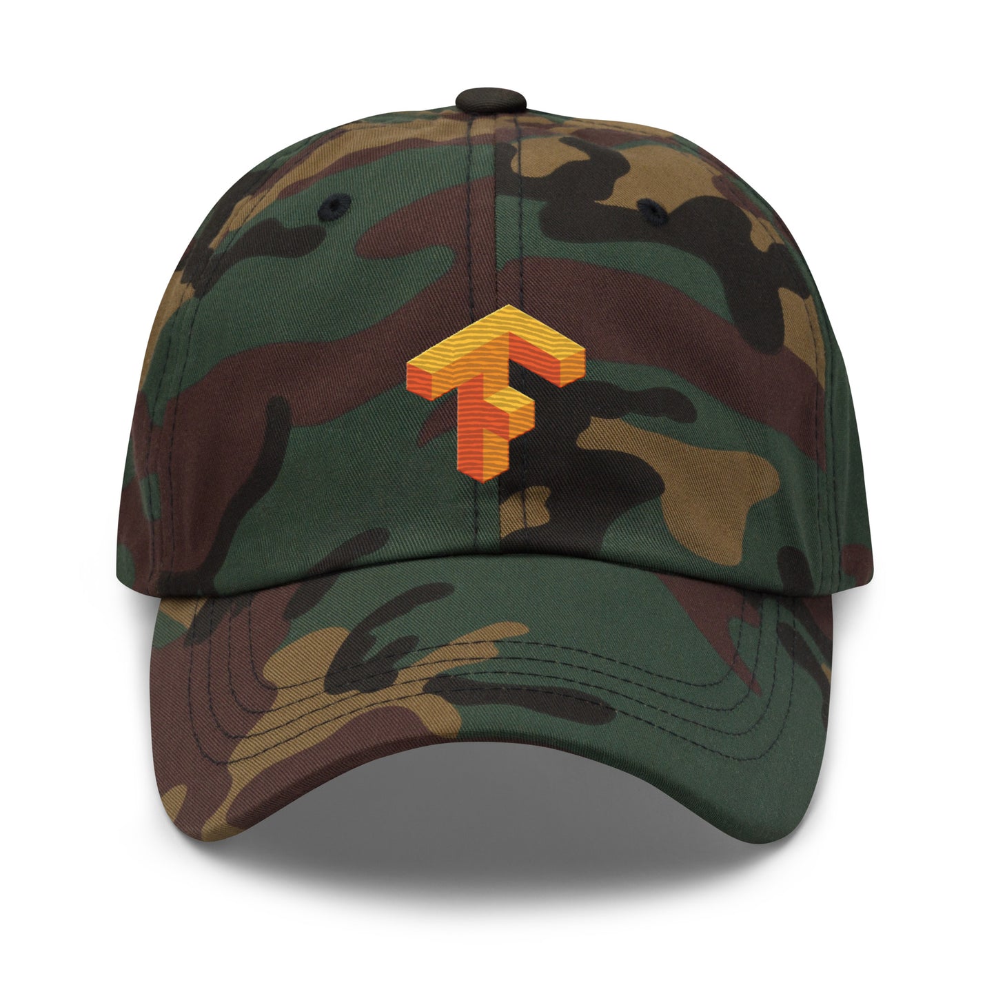 TensorFlow 1 Icon True - Color Embroidered Cap - Green Camo - AI Store