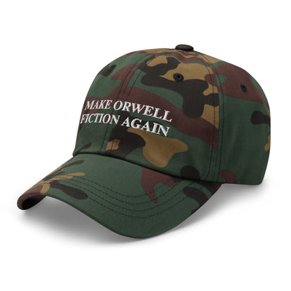 MAKE ORWELL FICTION AGAIN Embroidered Cap - Green Camo - AI Store