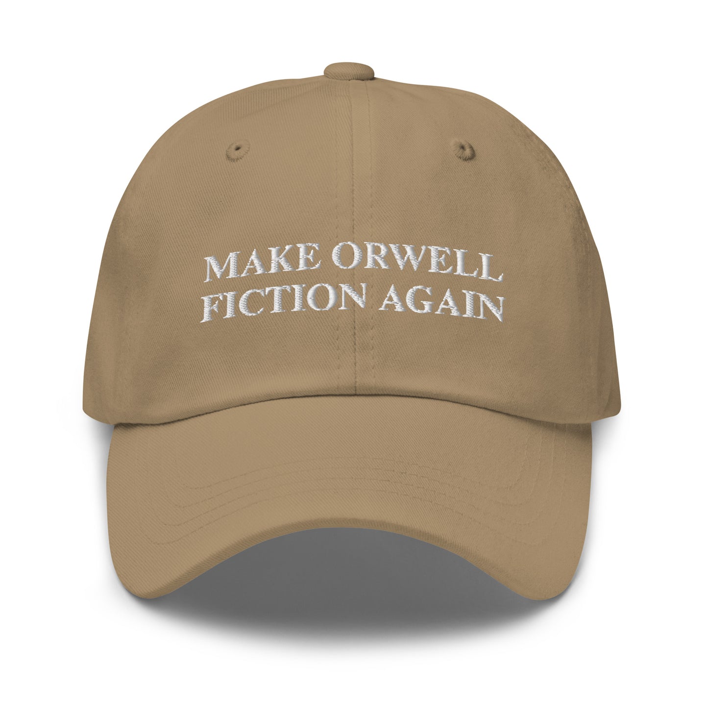 MAKE ORWELL FICTION AGAIN Embroidered Cap - Khaki - AI Store