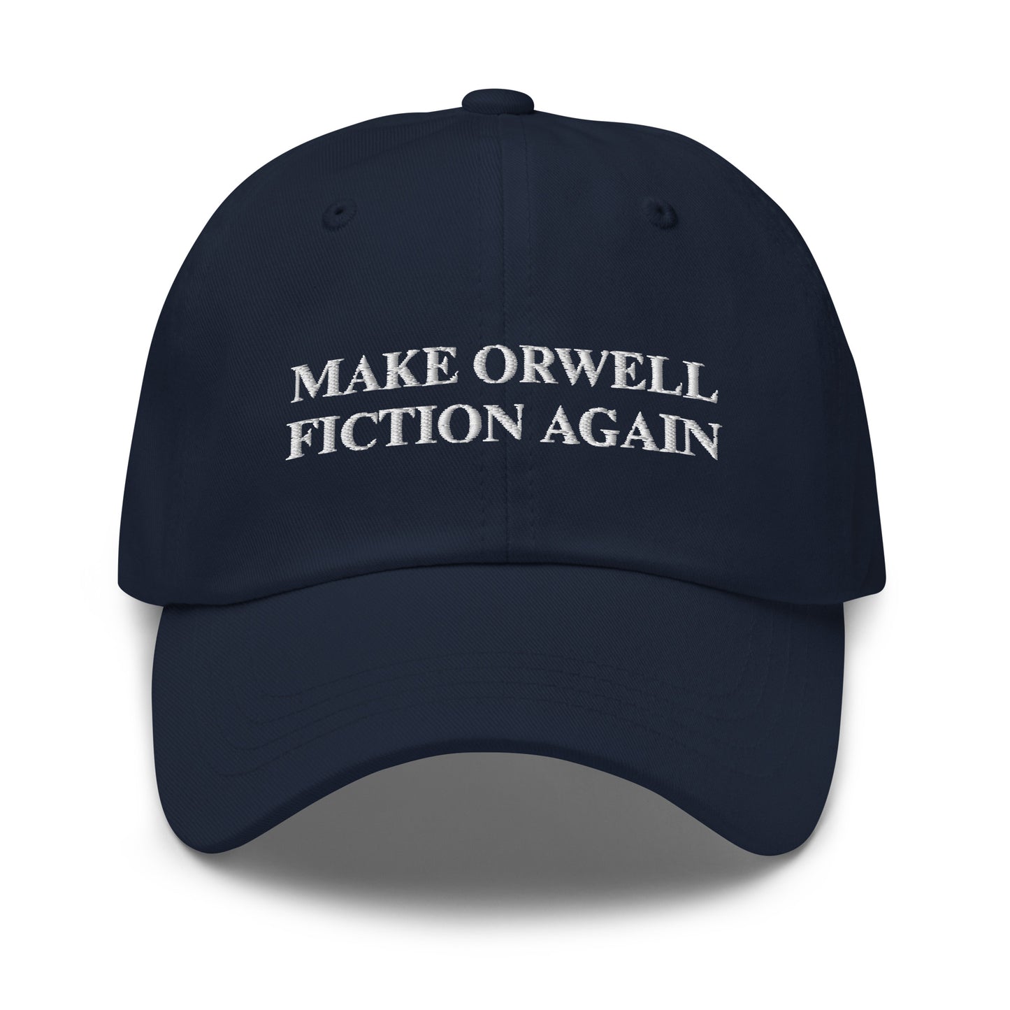 MAKE ORWELL FICTION AGAIN Embroidered Cap - Navy - AI Store