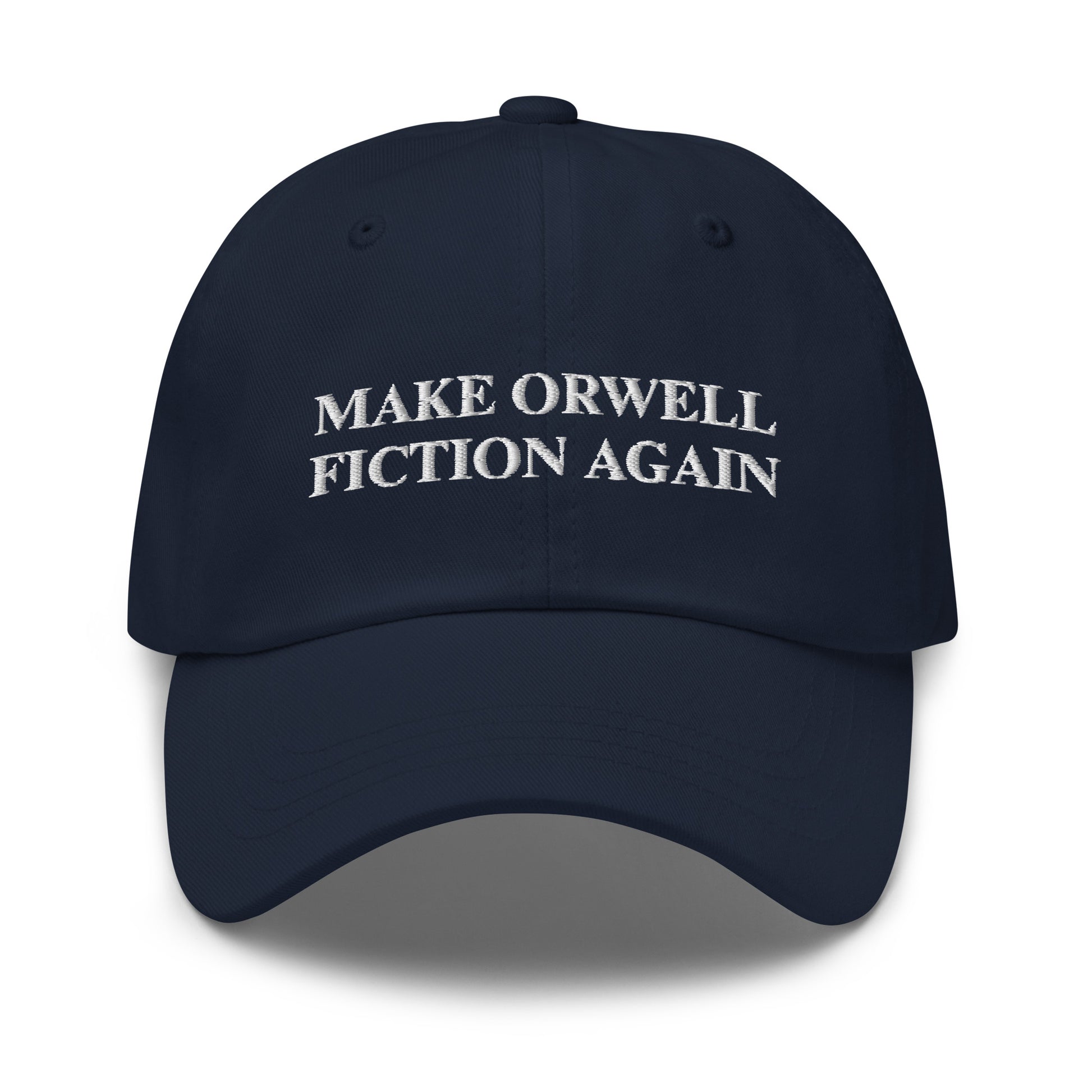 MAKE ORWELL FICTION AGAIN Embroidered Cap - Navy - AI Store