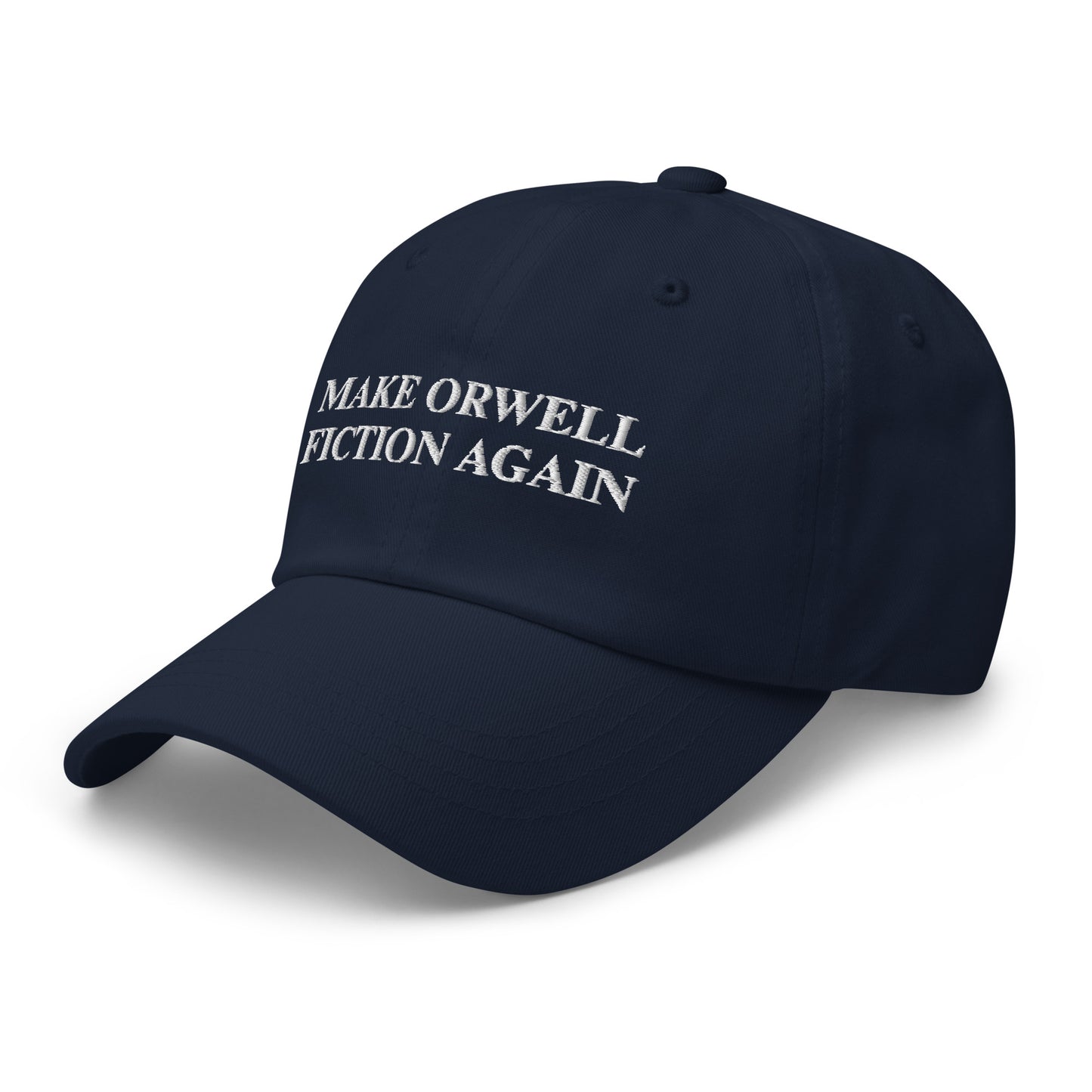 MAKE ORWELL FICTION AGAIN Embroidered Cap - Navy - AI Store