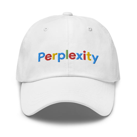 Perplexity Search Logo Embroidered Cap - White - AI Store