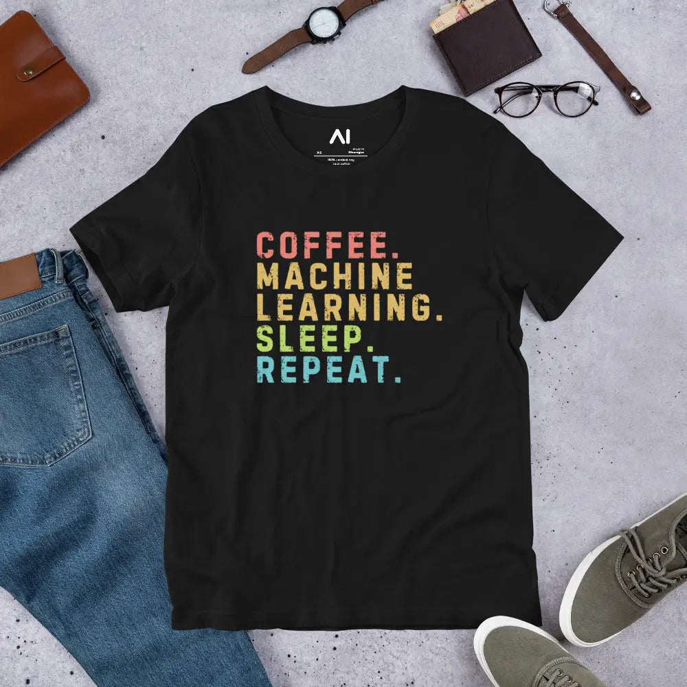 Coffee Machine Learning Sleep Repeat T-Shirt (unisex)