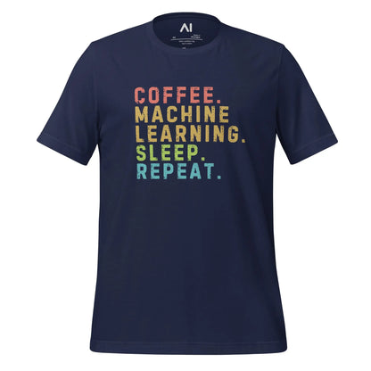 Coffee Machine Learning Sleep Repeat T-Shirt (unisex) - Navy / M