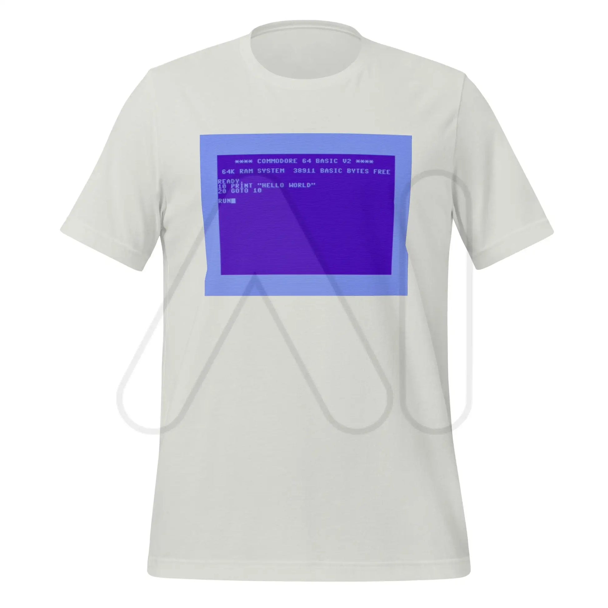 Commodore 64 Hello World T-Shirt (unisex) - Silver / M