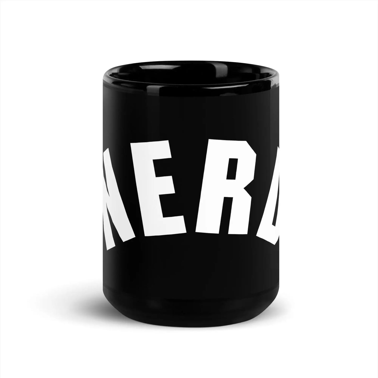 Curved Nerd Sign Black Glossy Mug - 15 oz