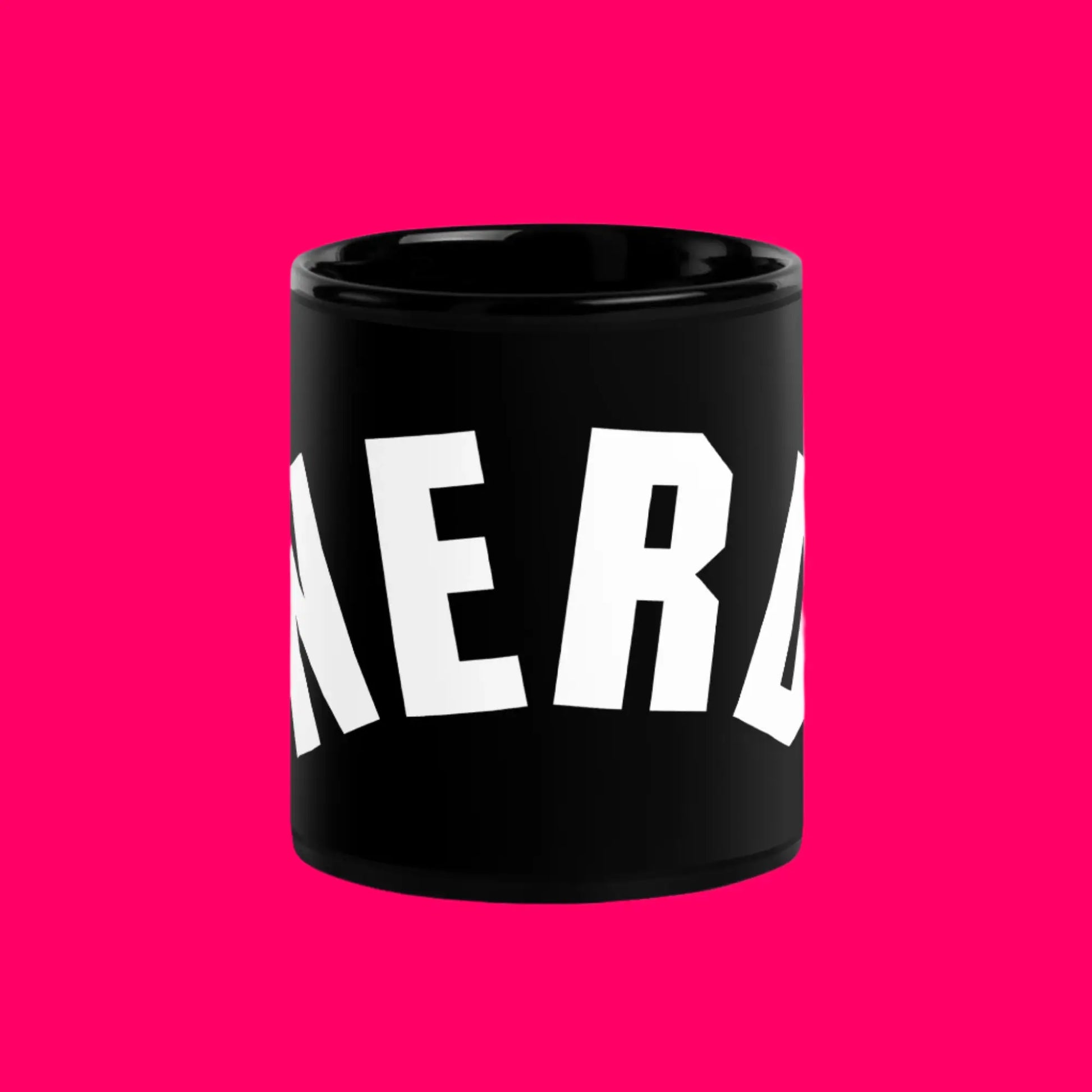 Curved Nerd Sign Black Glossy Mug