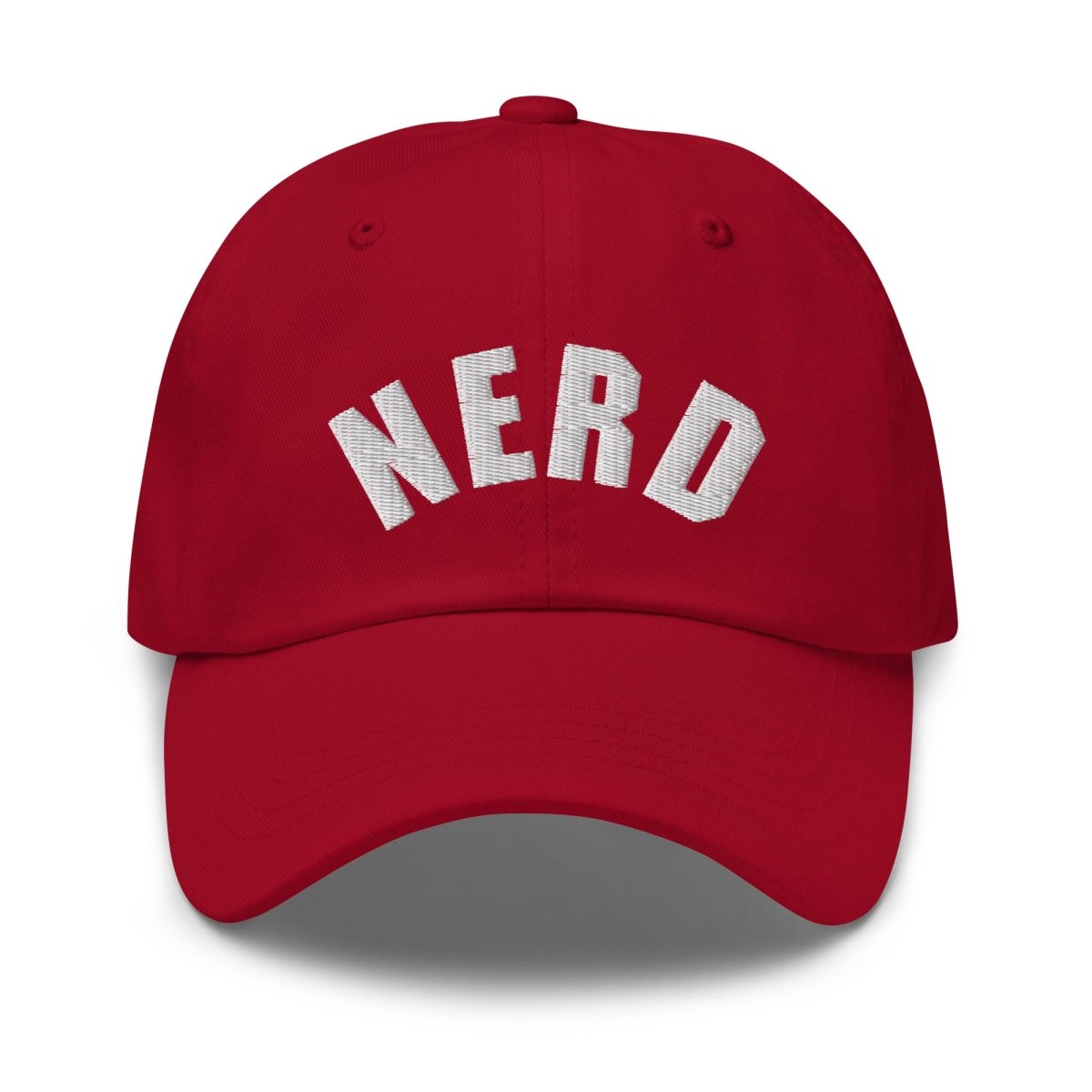 Curved Nerd Sign Embroidered Cap - Cranberry - AI Store