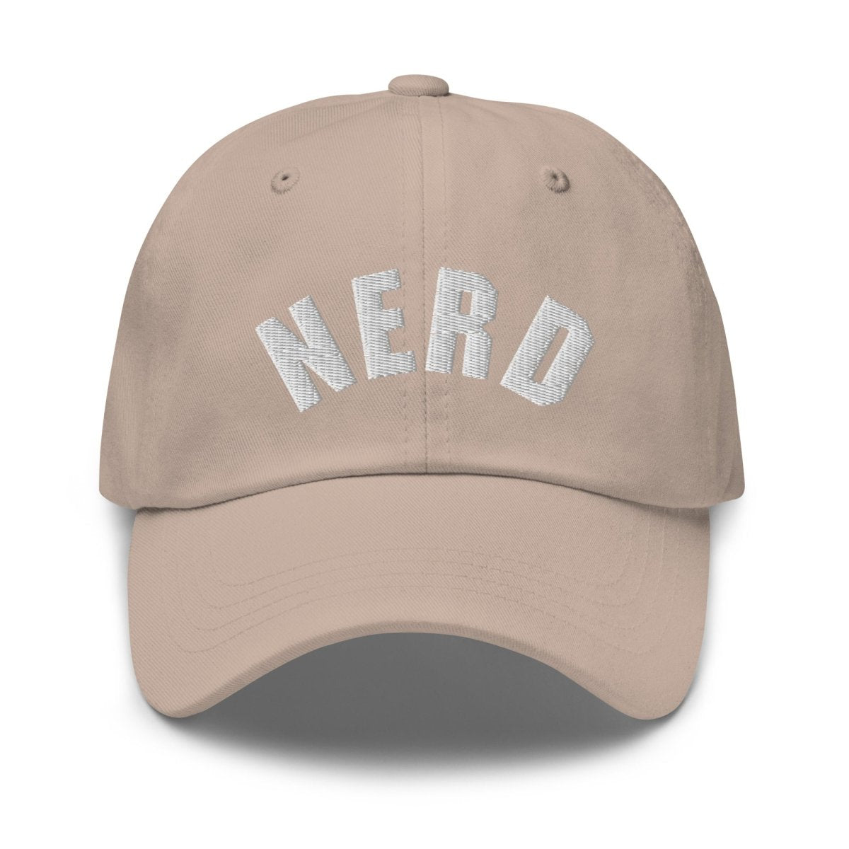 Curved Nerd Sign Embroidered Cap - Stone - AI Store