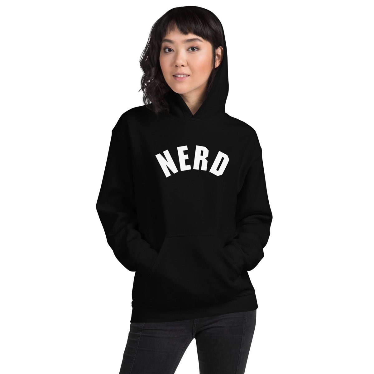 Curved Nerd Sign Hoodie (unisex) - Black - AI Store