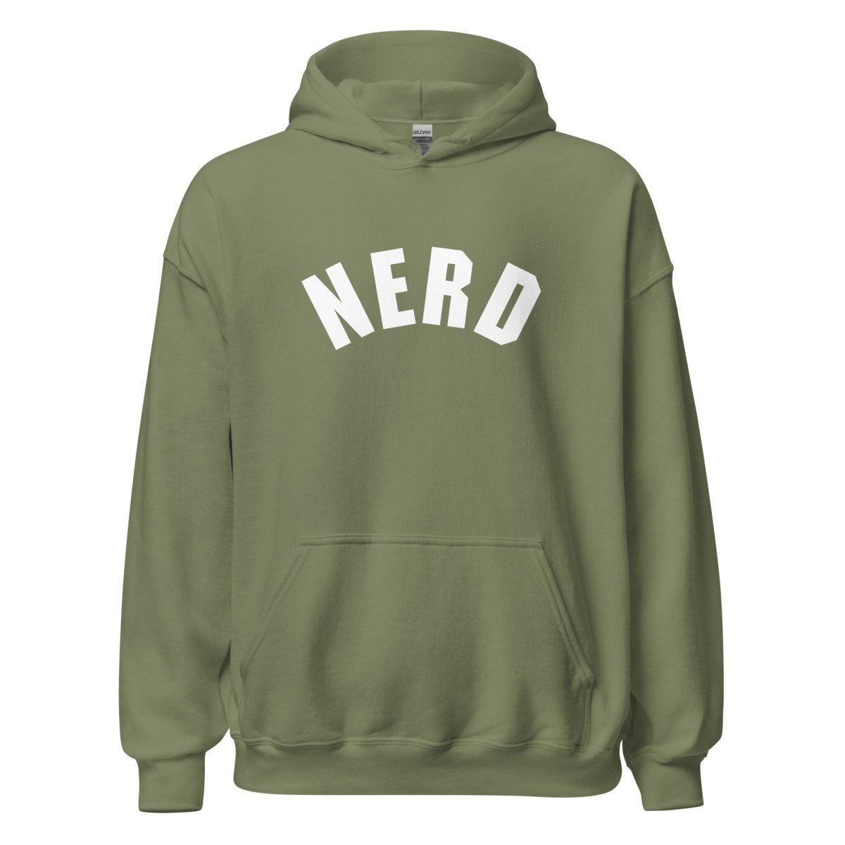 Curved Nerd Sign Hoodie (unisex) - Military Green - AI Store