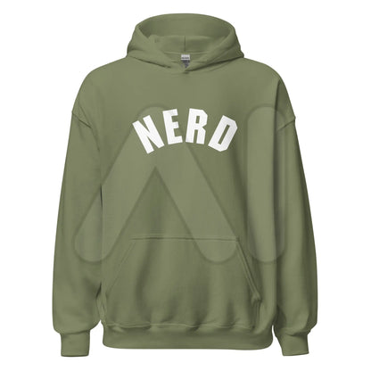 Curved Nerd Sign Hoodie (unisex) - Military Green / M