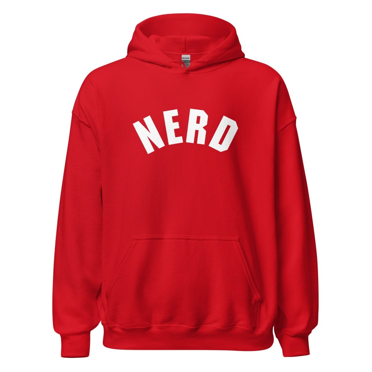 Curved Nerd Sign Hoodie (unisex) - Red - AI Store