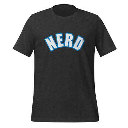 The Curved Nerd Sign W/ Blue Outline T-shirt (unisex) Dark Grey Heather / m.