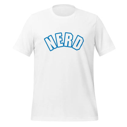 Curved Nerd Sign w/ Blue Outline T-Shirt (unisex) - White / M