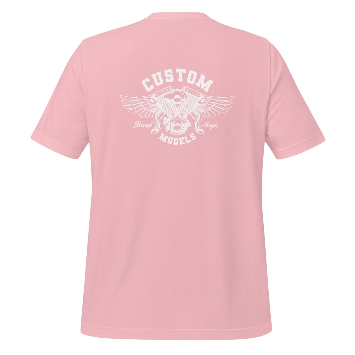 Custom Models Prompt Magic on Back T-Shirt (unisex) - Pink - AI Store