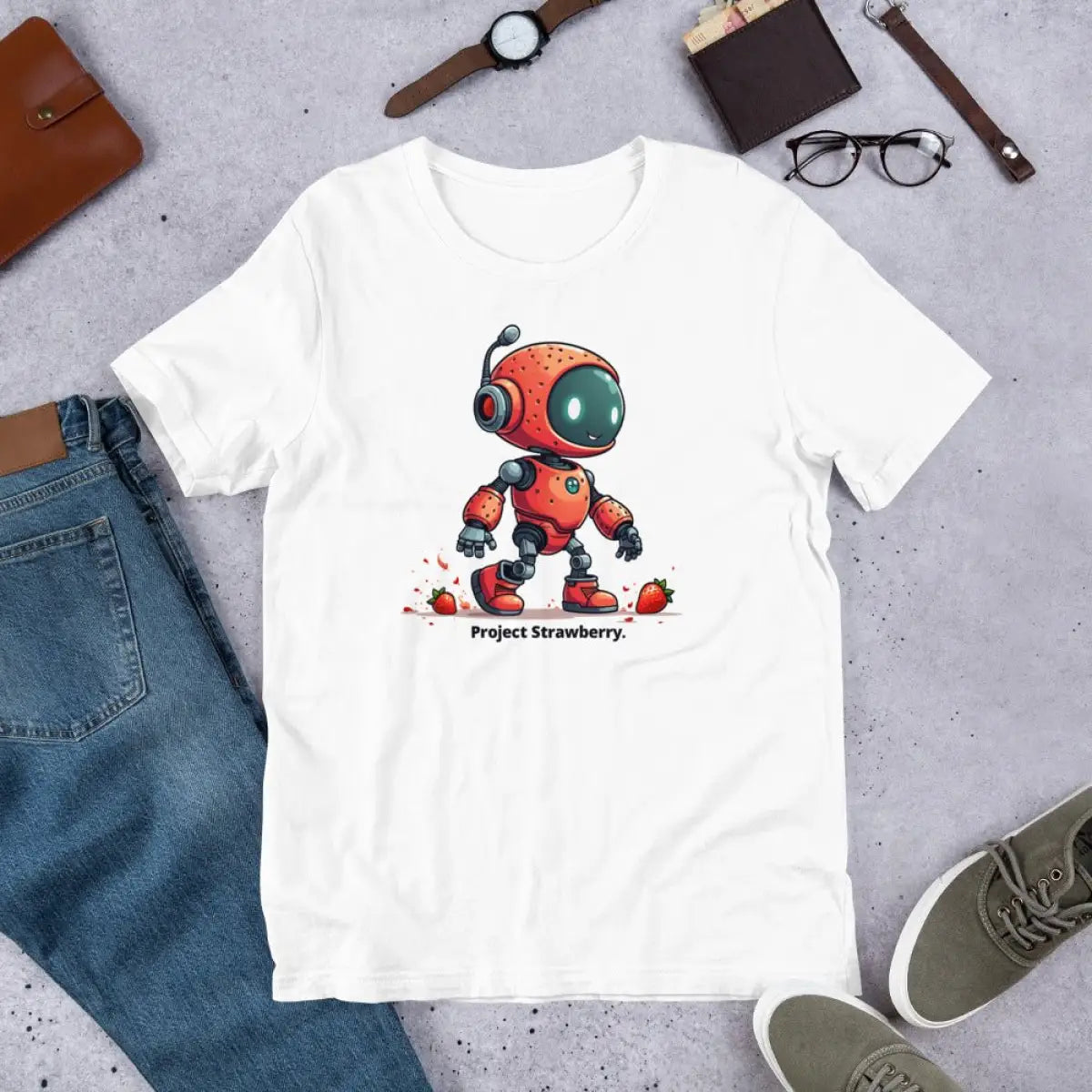 Cute Project Strawberry Robot T-Shirt (unisex)