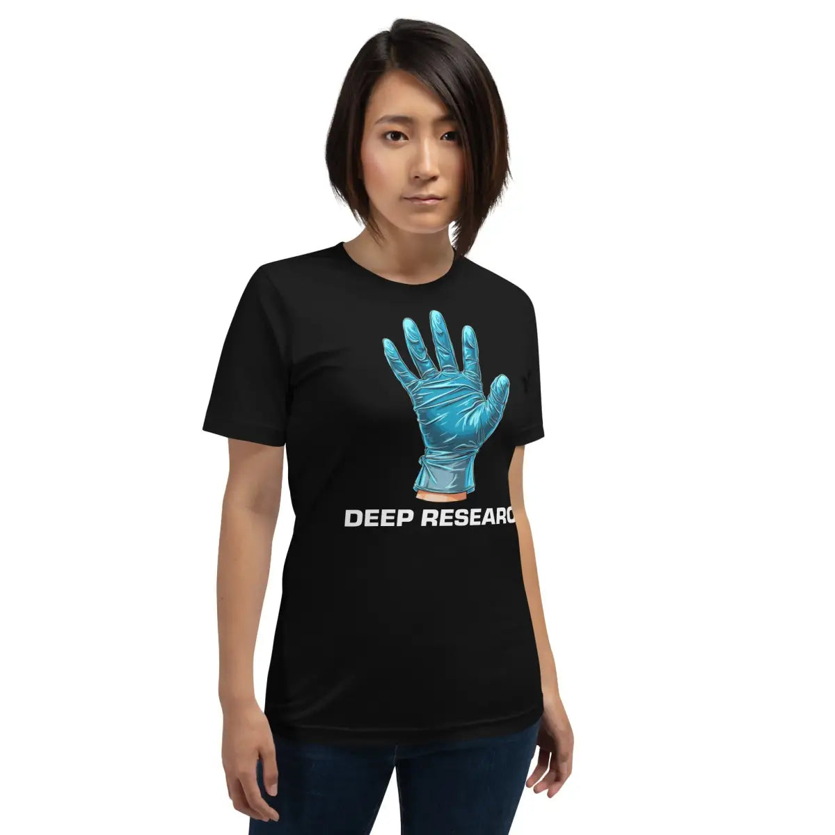 Deep Research Blue Latex Glove T-Shirt (unisex)