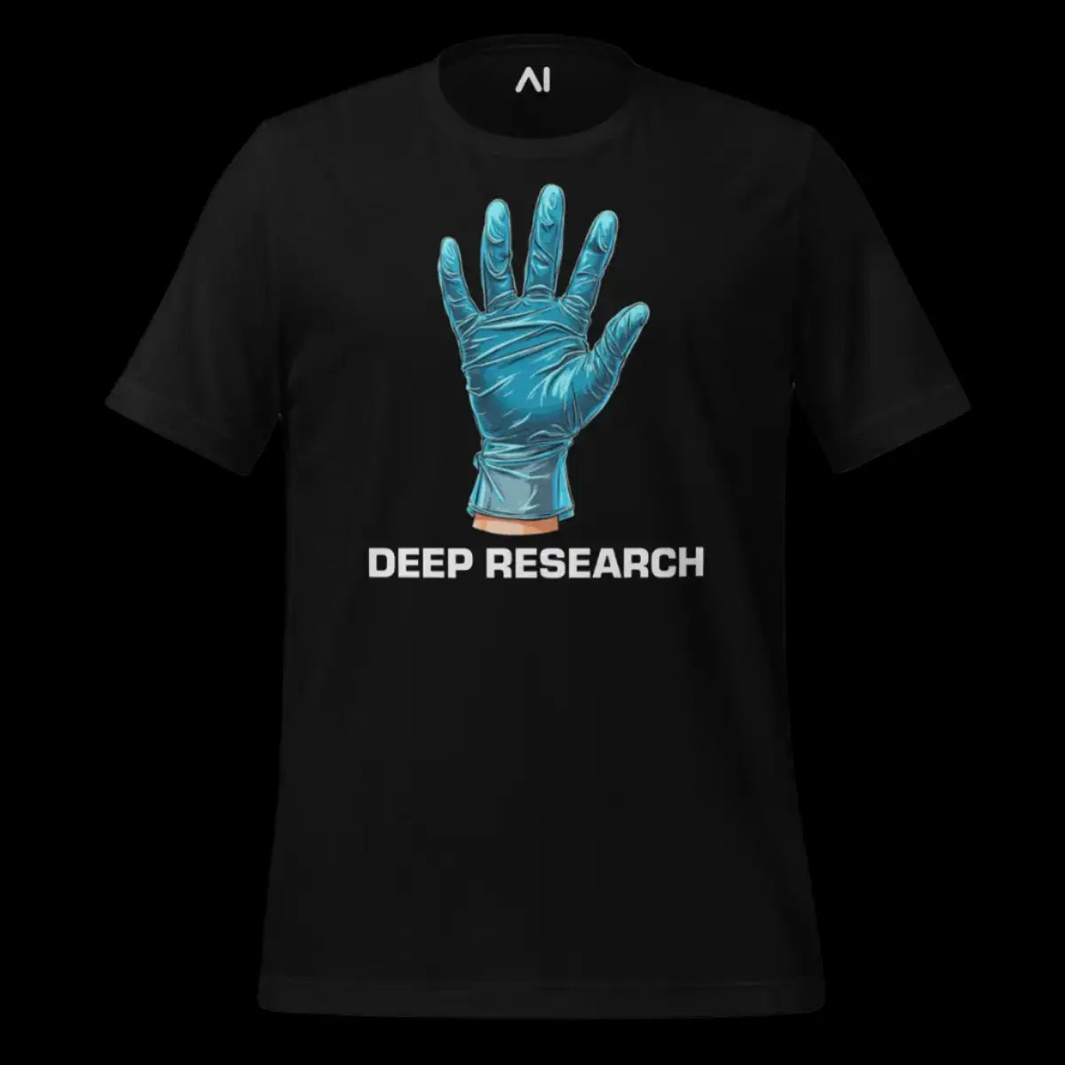 Deep Research Blue Latex Glove T-Shirt (unisex)