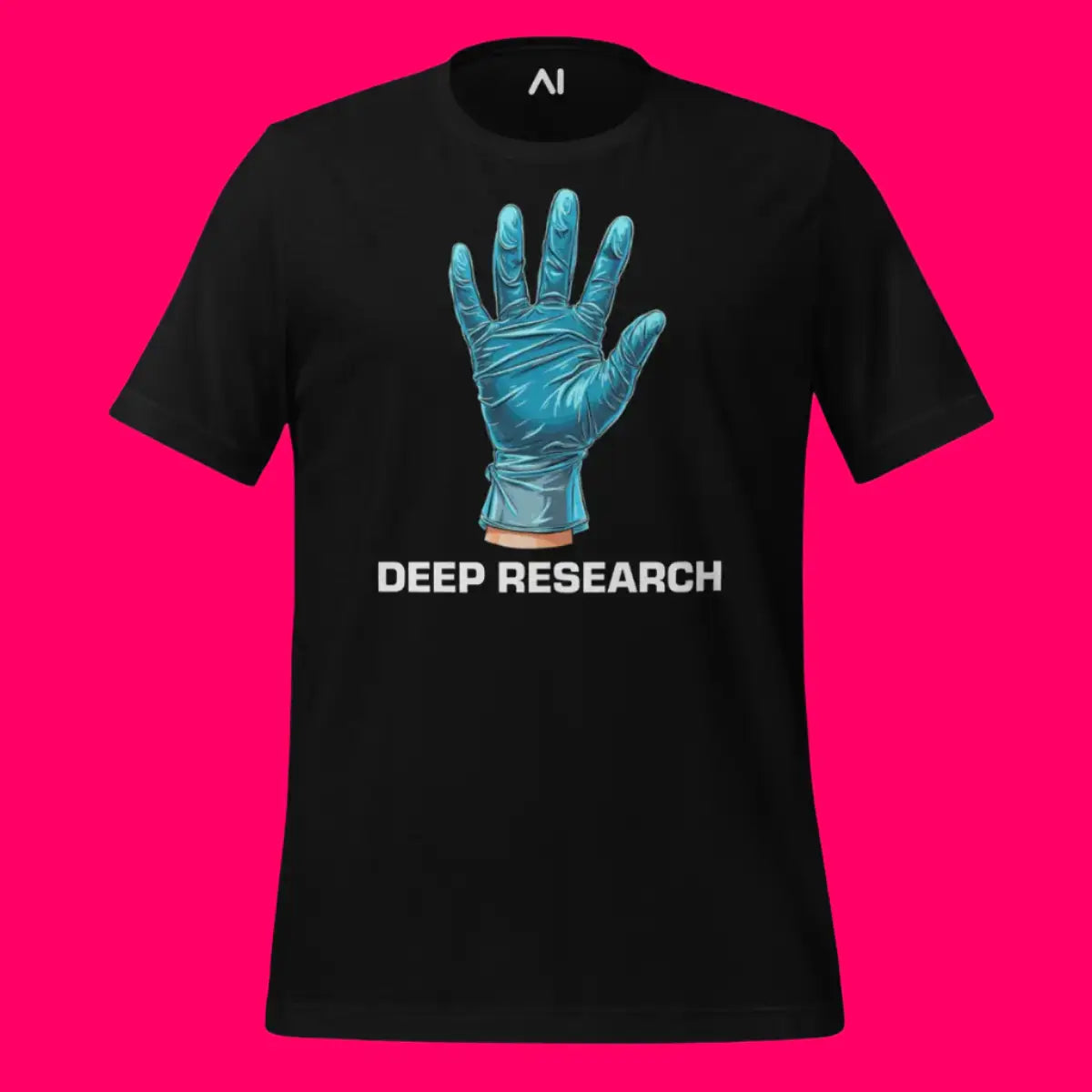 Deep Research Blue Latex Glove T-Shirt (unisex)