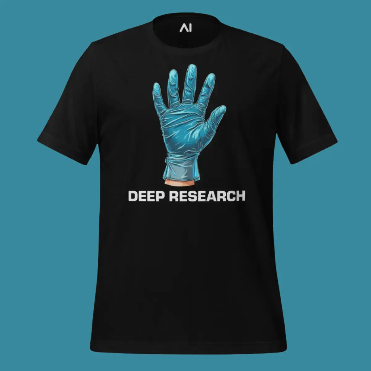 Deep Research Blue Latex Glove T-Shirt (unisex)