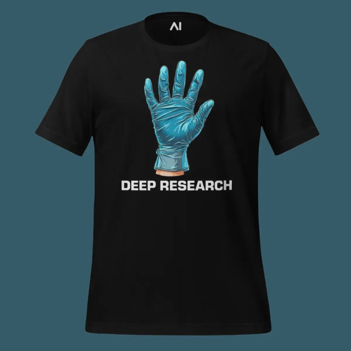 Deep Research Blue Latex Glove T-Shirt (unisex)