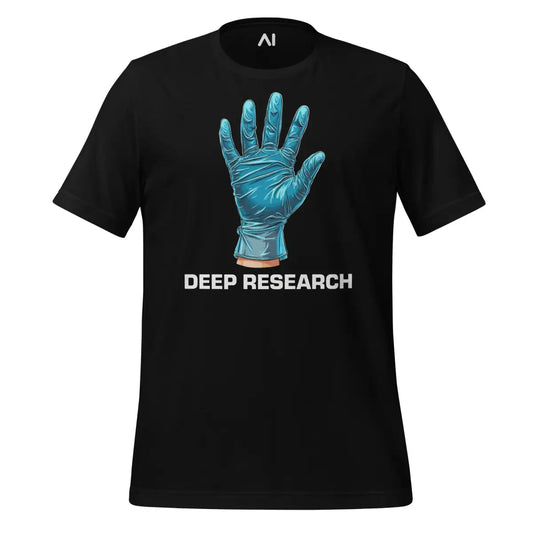 The Deep Research Blue Latex Glove T-shirt (unisex) Black / m.