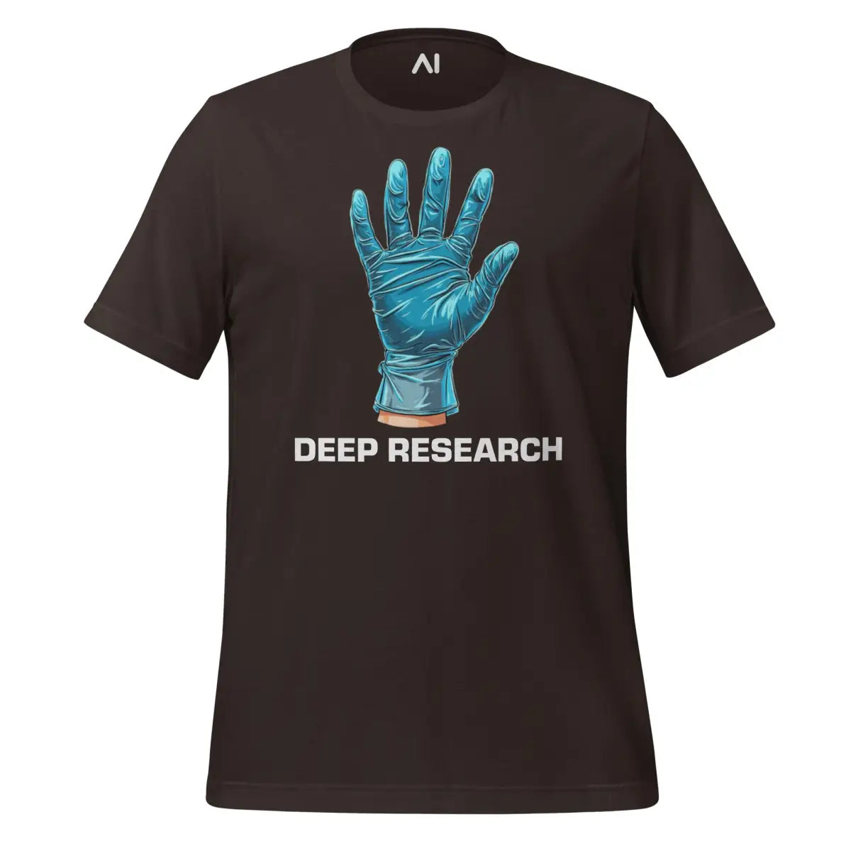 Deep Research Blue Latex Glove T-Shirt (unisex) - Brown / M