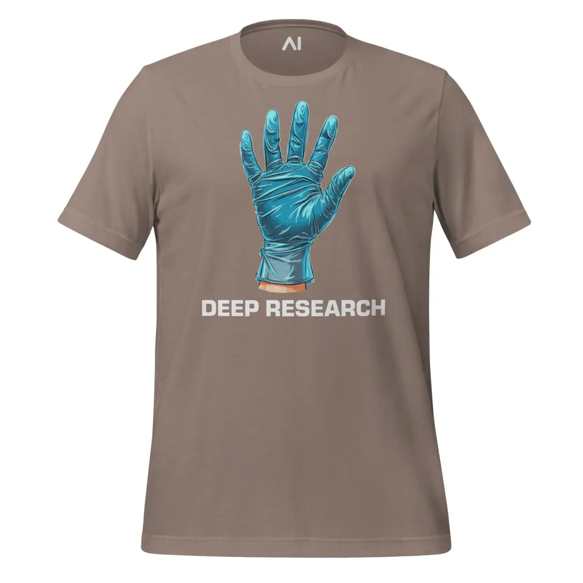 Deep Research Blue Latex Glove T-Shirt (unisex) - Pebble / M