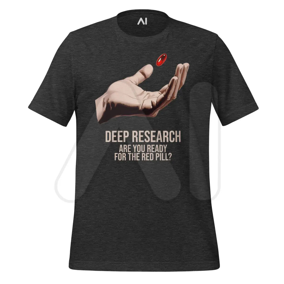 Deep Research Red Pill T-Shirt (unisex) - Dark Grey Heather / M