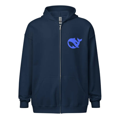 DeepSeek Front and Back Zip Hoodie (unisex) - Navy / M