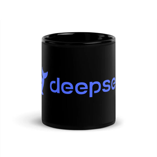 DeepSeek Logo Black Glossy Mug - 11 oz