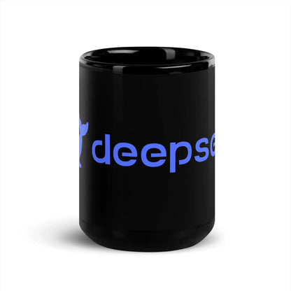 DeepSeek Logo Black Glossy Mug - 15 oz