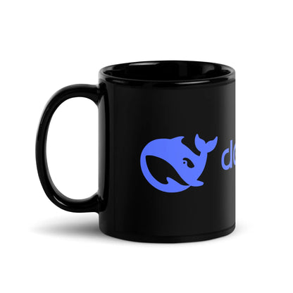 DeepSeek Logo Black Glossy Mug