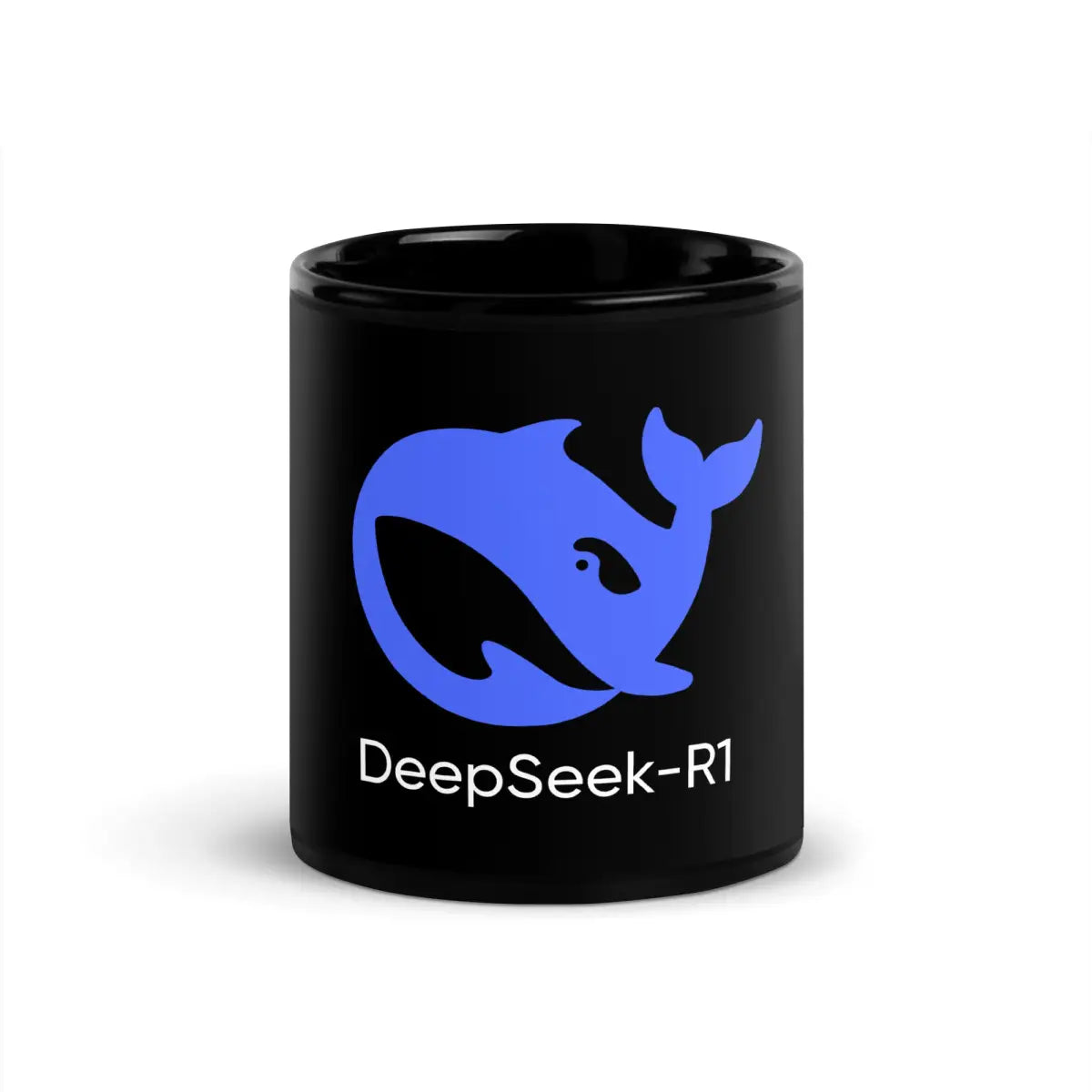 DeepSeek-R1 Icon Black Glossy Mug - 11 oz