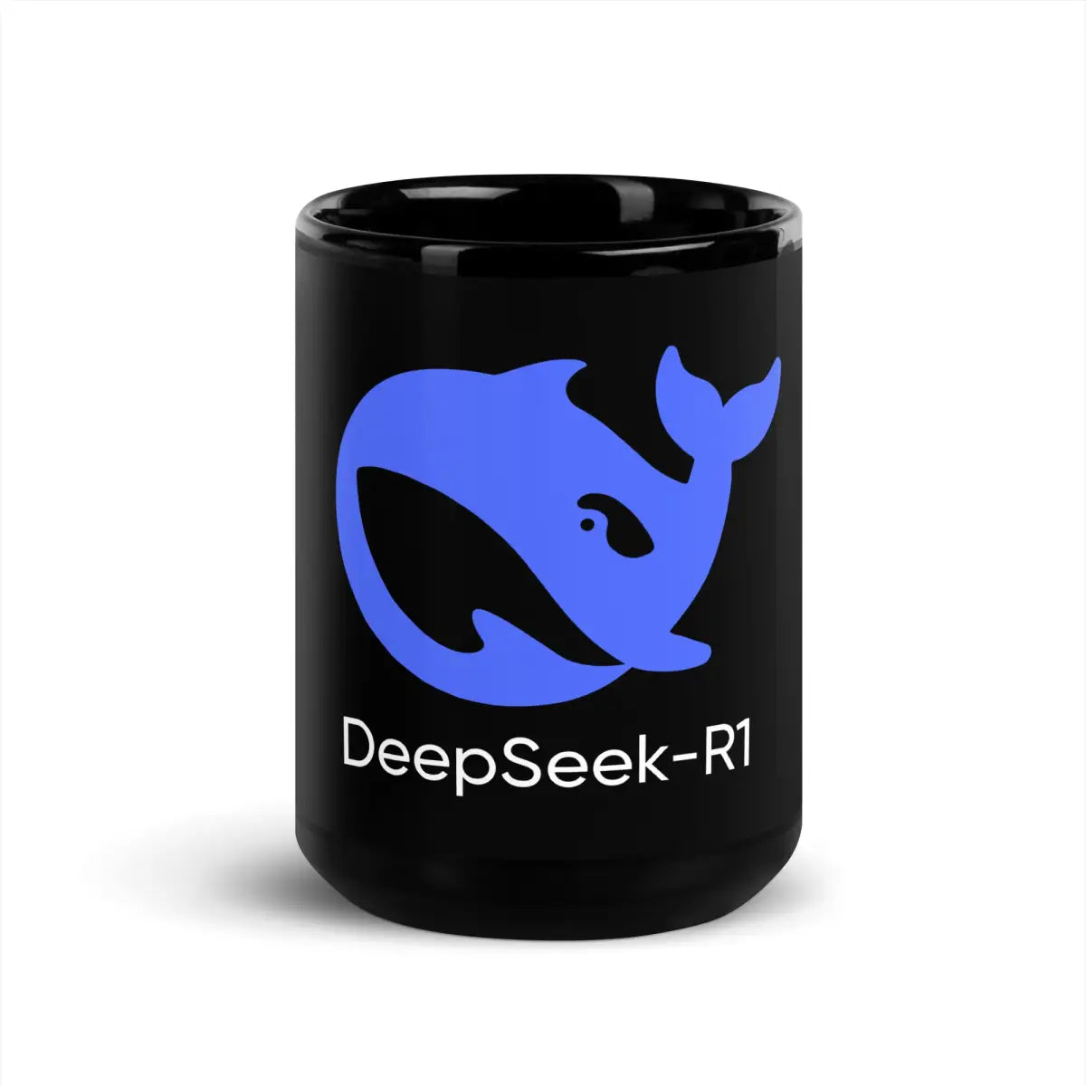 DeepSeek-R1 Icon Black Glossy Mug - 15 oz