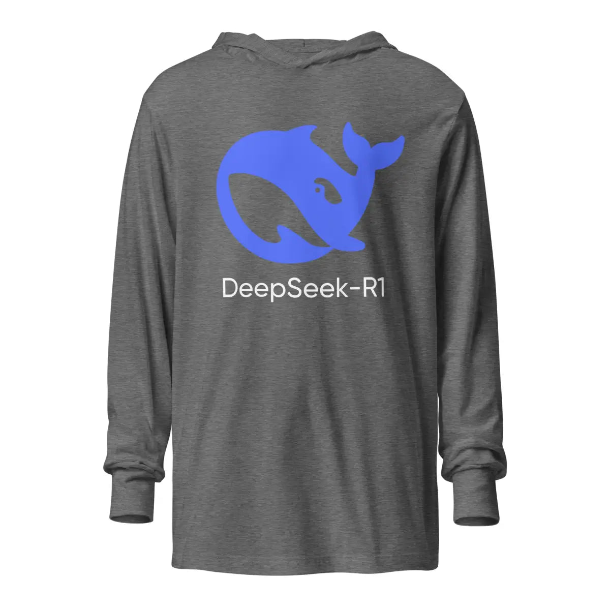 DeepSeek-R1 Icon Hooded Long Sleeve T-Shirt (unisex) - Grey Triblend / M