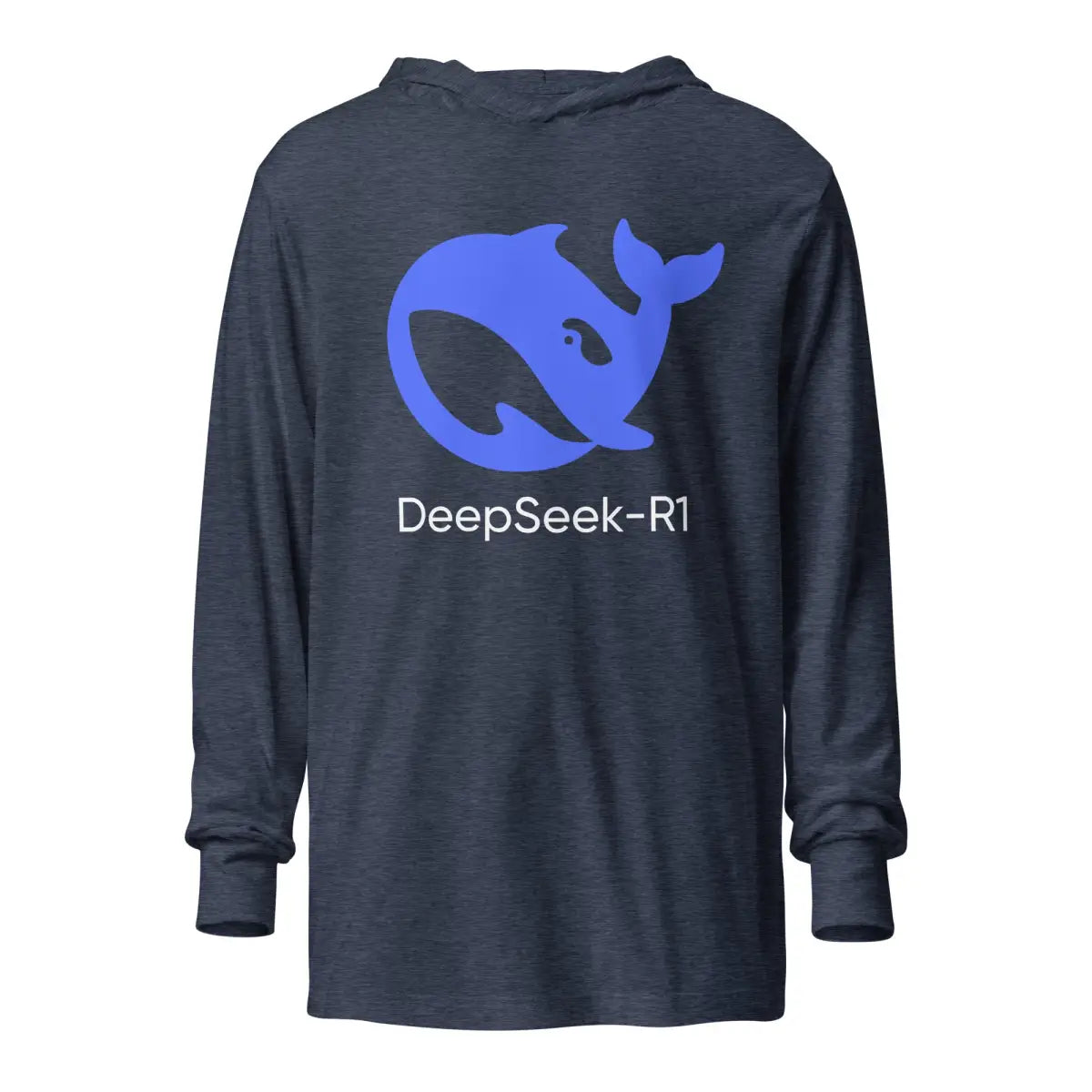 DeepSeek-R1 Icon Hooded Long Sleeve T-Shirt (unisex) - Heather Navy / M